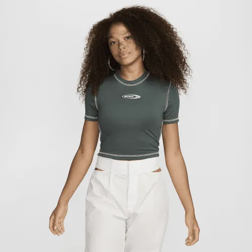 Nike Sportswear Chill Knit жіноча Slim Cropped футболка колір зелений
