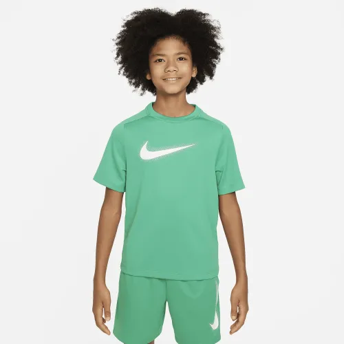 Nike Multi Big детские (для мальчиков) Dri-FIT Graphic тренировочные Top цвет зеленый