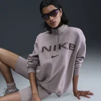 Nike Sportswear Phoenix Fleece женская оверсайз 1/4-Zip Logo Top цвет серый