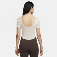 Nike Sportswear Chill Knit жіноча Tight Scoop-Back Short-Sleeve Mini-Rib Top колір коричневий