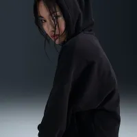 Nike One женская оверсайз Therma-FIT Pullover Fleece Толстовка с капюшоном цвет черный