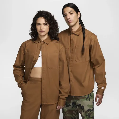 Nike SB Long-Sleeve Woven Skate Top колір коричневий