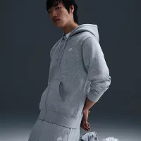 Nike Club мужские Full-Zip Fleece Толстовка с капюшоном цвет серый