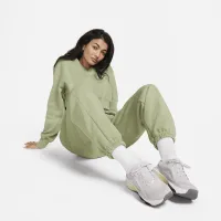 Nike Sportswear Phoenix Fleece женская Cropped V-Neck Top цвет зеленый