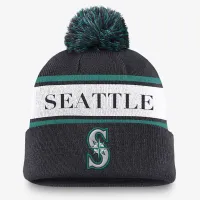 Seattle Mariners Team Stripe Peak чоловічі Nike MLB Cuffed Pom Beanie блакитний