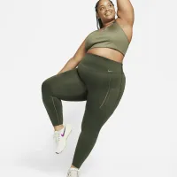 Nike Go женская Firm-Support С высокой Талией Full-Length лосины с карманами(большие размеры) цвет зеленый