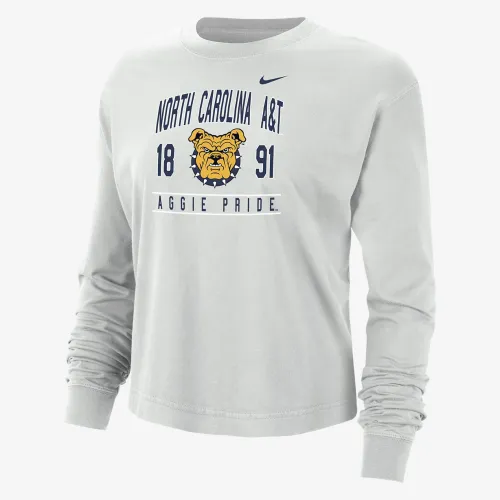North Carolina A&T женская Nike College Boxy Long-Sleeve футболка цвет серый