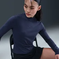 Nike Sportswear Chill Knit женская Slim Long-Sleeve Mock-Neck футболка синий