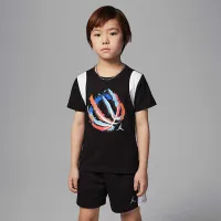 Nike Jordan Little дитячі Bball Fire Mixed 2-Piece шорти комплект колір чорний