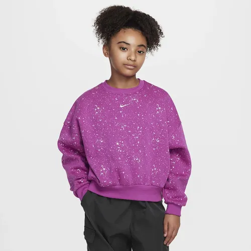 Nike Sportswear Club Fleece Big детские (Girls') Crew-Neck свитшот цвет фиолетовый