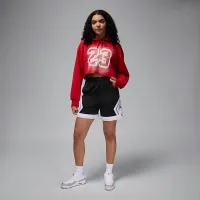 Nike Jordan Flight Fleece женская Cropped Satin-Lined Толстовка с капюшоном цвет красный
