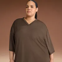 NikeSKIMS Airy жіноча оверсайз V-Neck футболка колір коричневий