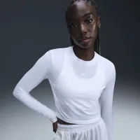 Nike Sportswear Chill Knit женская Slim Long-Sleeve Cropped Top цвет белый