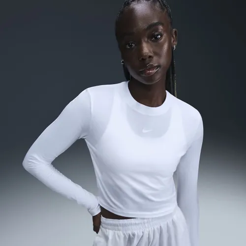Nike Sportswear Chill Knit женская Slim Long-Sleeve Cropped Top цвет белый