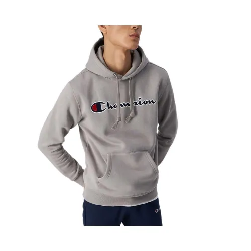 Кофта/футболка Champion Script Logo Embroidery Fleece Толстовка з капюшоном 217858-ES033 - Сіра