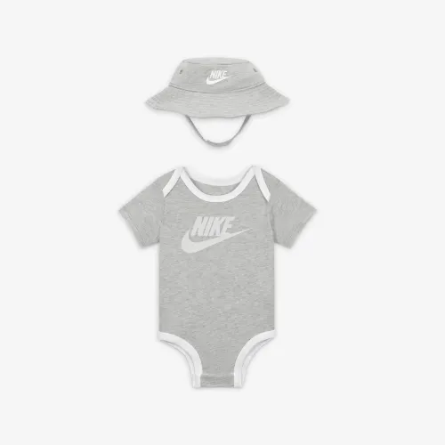 Nike Baby Bodysuit and Hat Box Set Grey
