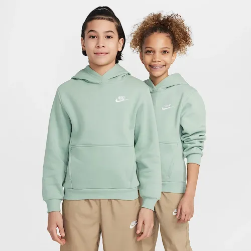 Nike Sportswear Club Fleece Big детские Pullover Толстовка с капюшоном цвет зеленый