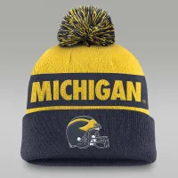 Michigan Wolverines Primetime Peak чоловічі Nike College Cuffed Pom Beanie блакитний