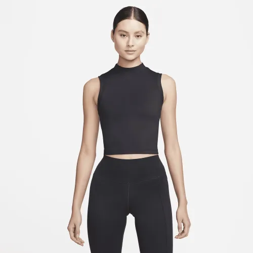 Nike One Fitted жіноча Dri-FIT Mock-Neck Cropped Tank Top колір чорний