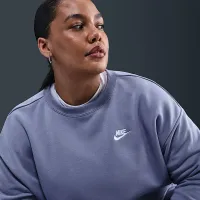 Nike Sportswear Club Fleece женская Loose Crew-Neck свитшот (большие размеры) синий