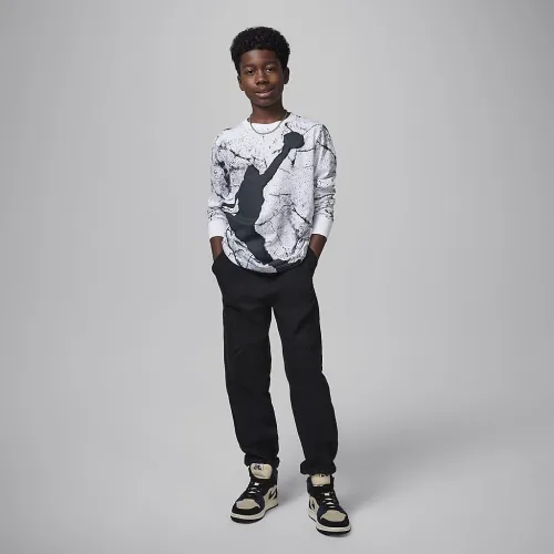 Nike Jordan Big детские Jumpman Cement Long Sleeve футболка цвет белый