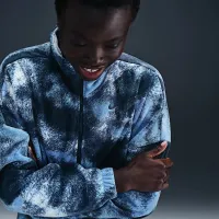 Nike One женская Therma-FIT оверсайз 1/2-Zip Fleece Printed Top синий