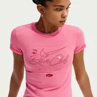 Nike Sportswear Chill Knit женская Slim Short-Sleeved Cropped футболка Pink