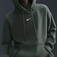 Nike Sportswear Phoenix Fleece женская оверсайз Pullover Толстовка с капюшоном цвет зеленый