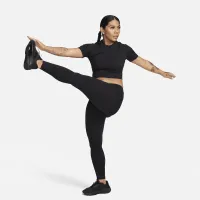 Nike Zenvy Rib жіноча Dri-FIT Short-Sleeve Cropped Top колір чорний