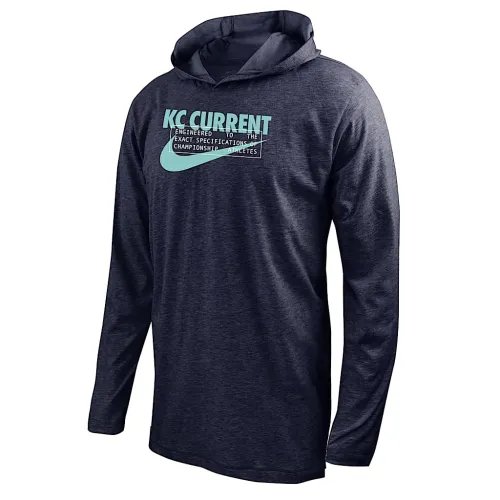 Kansas City Current чоловічі Nike Soccer Long-Sleeve Hooded футболка блакитний