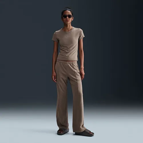 Nike Sportswear Chill Terry жіноча Mid-Rise French Terry Open-Hem Sweatpants колір коричневий
