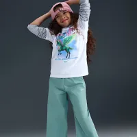 Nike Sportswear Big детские (Girls') Woven Wide-Leg Pants цвет зеленый