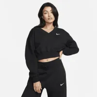 Nike Sportswear Phoenix Fleece женская Cropped V-Neck Top цвет черный