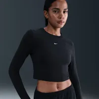 Nike Sportswear Chill Knit жіноча Slim Long-Sleeve Cropped Top колір чорний