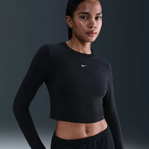 Nike Sportswear Chill Knit жіноча Slim Long-Sleeve Cropped Top колір чорний