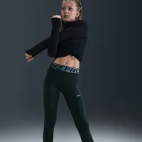 Nike Pro Big детские (Girls') Dri-FIT лосины with Shine Accents цвет зеленый