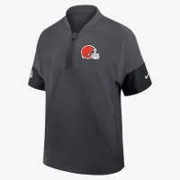 Cleveland колір коричневийs Sideline Coach чоловічі Nike NFL 1/2-Zip Short-Sleeve Hooded Куртка колір сірий