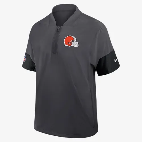 Cleveland колір коричневийs Sideline Coach чоловічі Nike NFL 1/2-Zip Short-Sleeve Hooded Куртка колір сірий