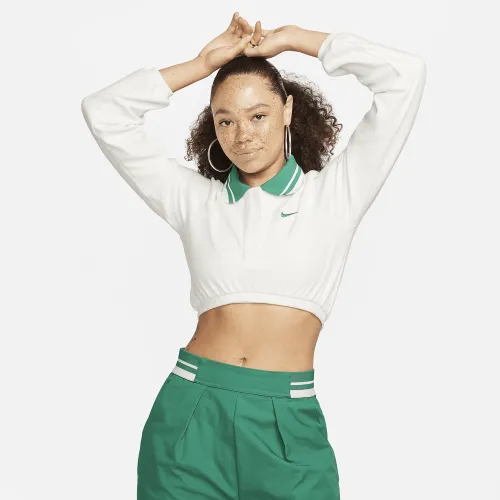 Nike Sportswear Collection женская Cropped Long-Sleeve Polo цвет белый