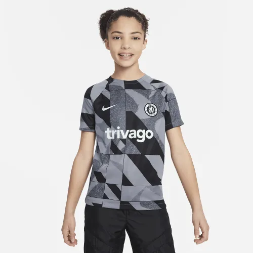 Chelsea FC Academy Pro Third Big детские Nike Dri-FIT Soccer Pre-Match Short-Sleeve Top цвет серый