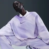Nike Sportswear Phoenix Fleece женская оверсайз Crew-Neck свитшот цвет фиолетовый