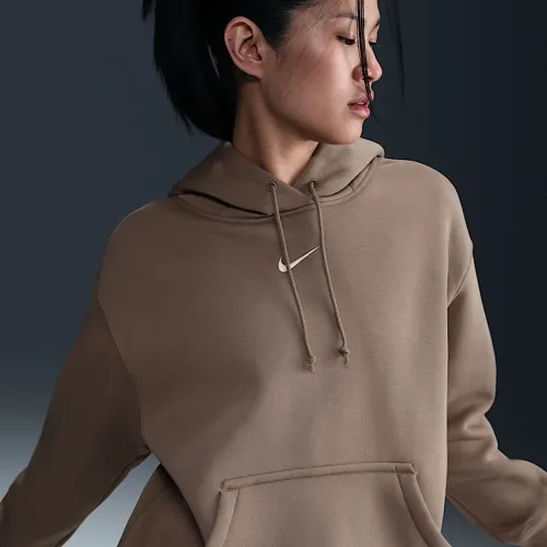 Nike Sportswear Phoenix Fleece женская оверсайз Pullover Толстовка с капюшоном цвет коричневый