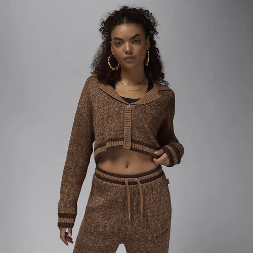 Nike Air Jordan жіноча Knit Cardigan колір коричневий