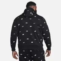 Nike Club Fleece чоловічі Allover Print Pullover Толстовка з капюшоном колір чорний