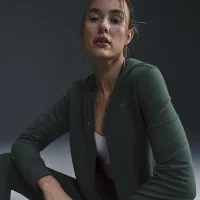 Nike Dri-FIT One жіноча Full-Zip French Terry Толстовка з капюшоном колір зелений