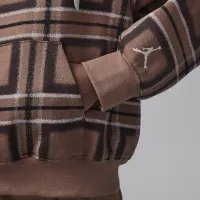 Nike Jordan Brooklyn Essentials Big детские Plaid Print Pullover Толстовка с капюшоном цвет коричневый