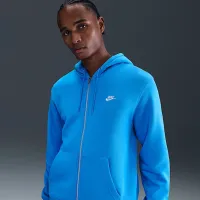 Nike Club мужские Full-Zip Fleece Толстовка с капюшоном синий