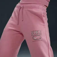 Nike Sportswear Club Fleece женская Mid-Rise Wide-Leg Graphic Pants Pink