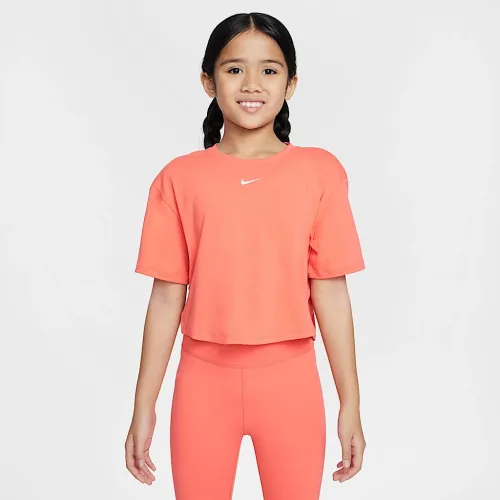 Nike One Relaxed Big детские (Girls') Dri-FIT Short-Sleeve Top Orange