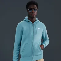 Nike Club мужские Full-Zip Fleece Толстовка с капюшоном синий